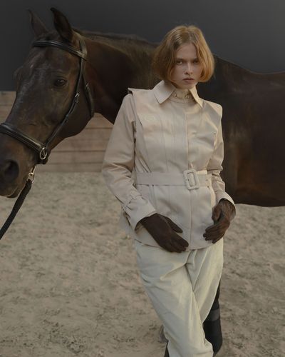 Мініатюра 2 для Тренч вкорочений з вишивкою Polo, колір беж