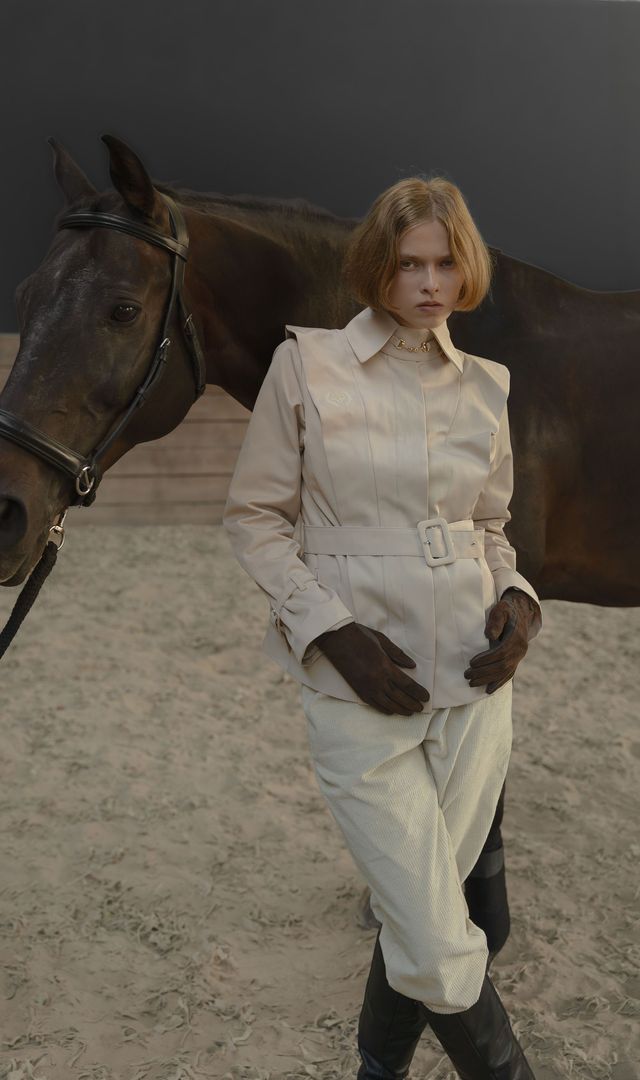 Тренч вкорочений з вишивкою Polo, колір беж - Зображення 2